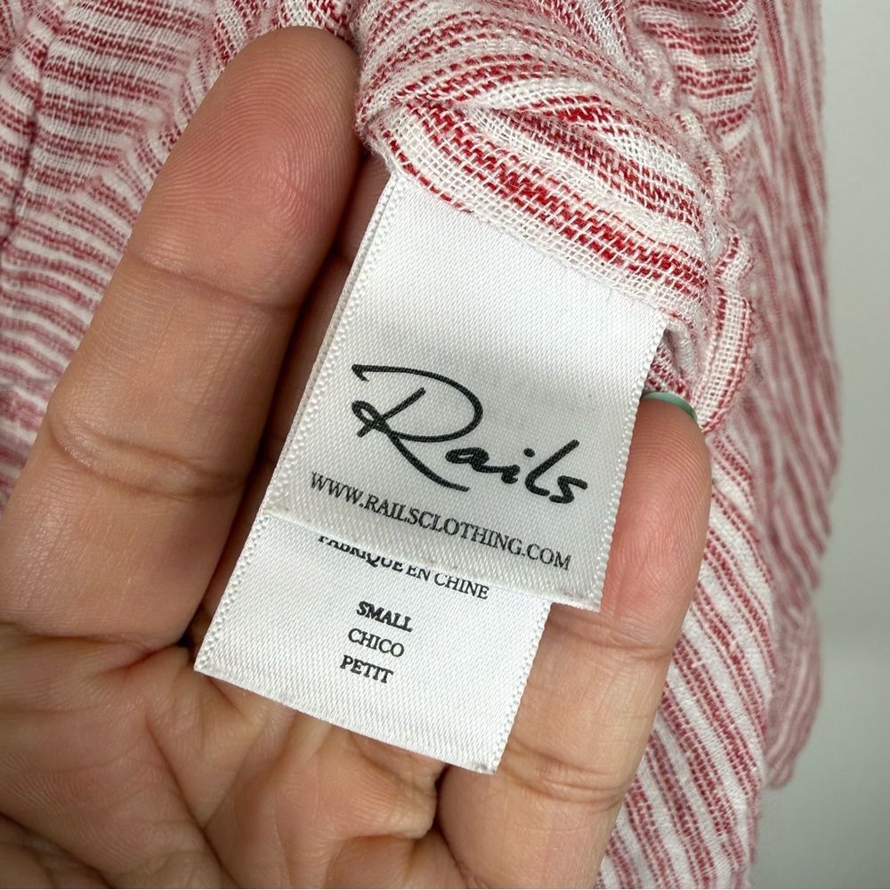 Rails Marti Scarlet Stripe Blouse Women's Size Small Linen Blend - Picture 7 of 7